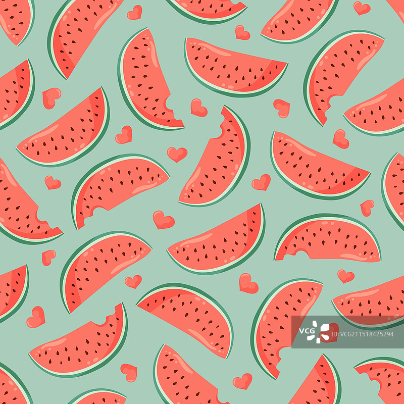 带有小爱心的多汁西瓜片图片素材