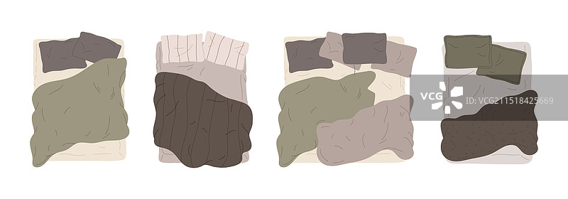 卡通舒适的现代寝具床铺图片素材