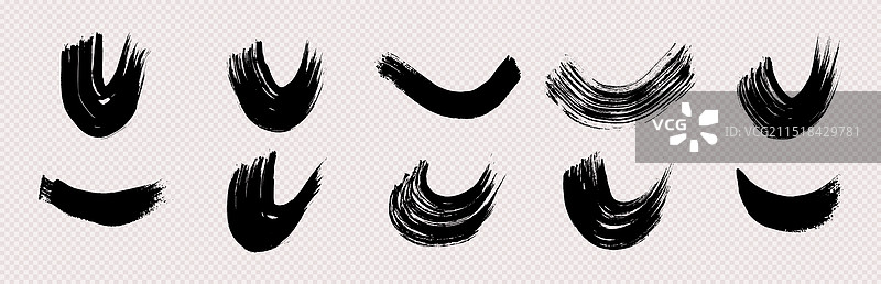 黑色半圆形笔刷笔触合集图片素材