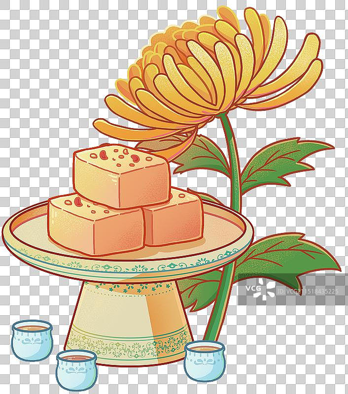 寒露菊花糕点节气插画图片素材