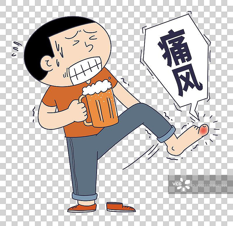 痛风喝啤酒的病人图片素材