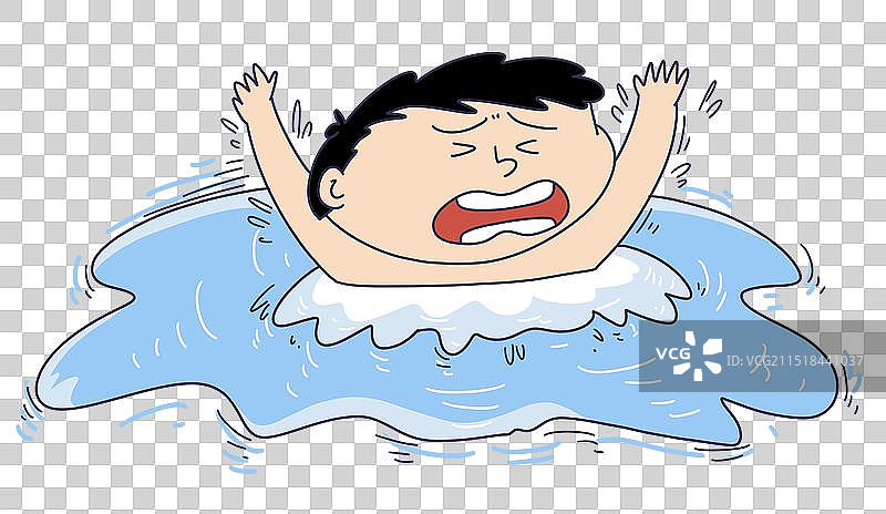 夏季游泳落水的儿童图片素材