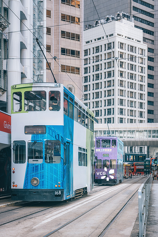 香港中环德辅道中叮叮车有轨电车图片素材