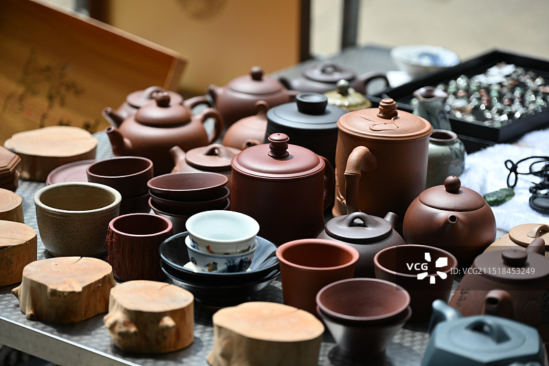 古玩茶杯茶壶图片素材