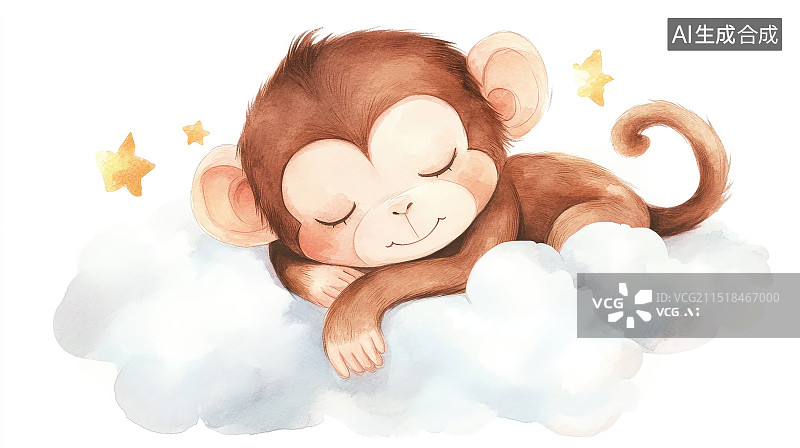 【AI数字艺术】一朵云和睡着的猴子图片素材