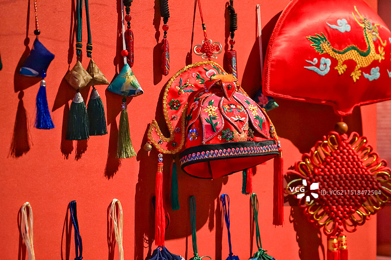 端午节五毒香包 荷包 香囊 福袋特写图片素材