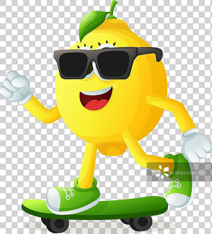 可爱的柠檬角色玩滑板图片素材