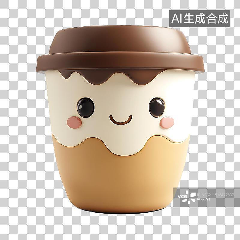 【AI数字艺术】带有笑脸的陶瓷咖啡杯图片素材
