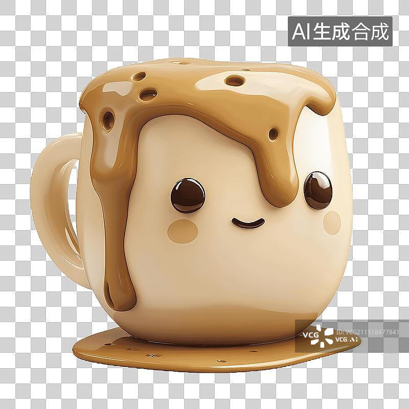 【AI数字艺术】带有笑脸的陶瓷咖啡杯图片素材