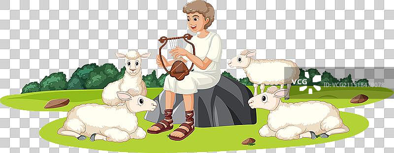 大卫牧羊人卡通圣经故事图片素材