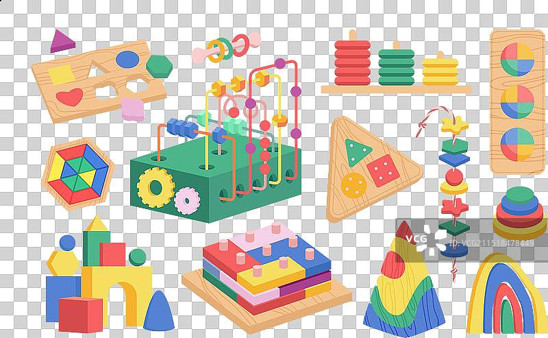 蒙台梭利职业玩具套装木块图片素材