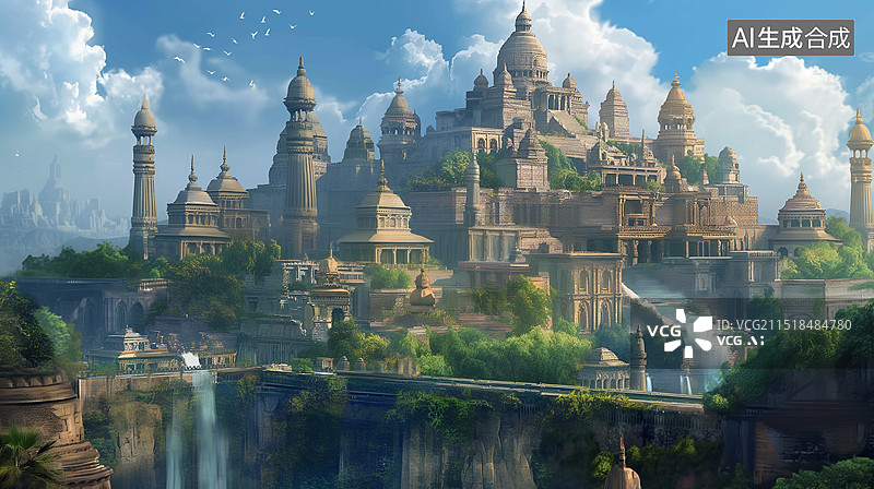 【AI数字艺术】悬崖上的城堡图片素材