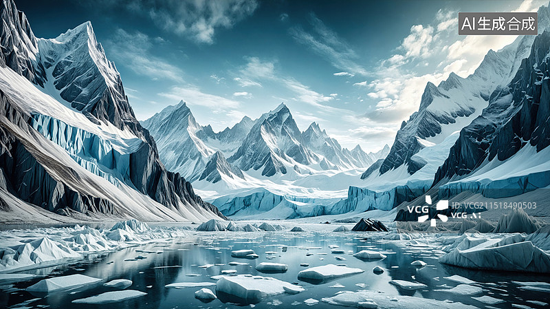 【AI数字艺术】冰川仙境图片素材