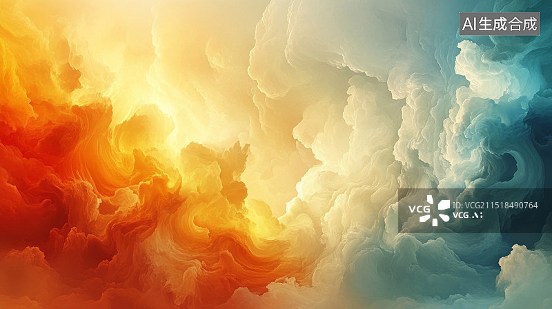 【AI数字艺术】七彩祥云古风神话故事背景图片素材