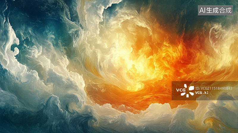 【AI数字艺术】七彩祥云古风神话故事背景图片素材