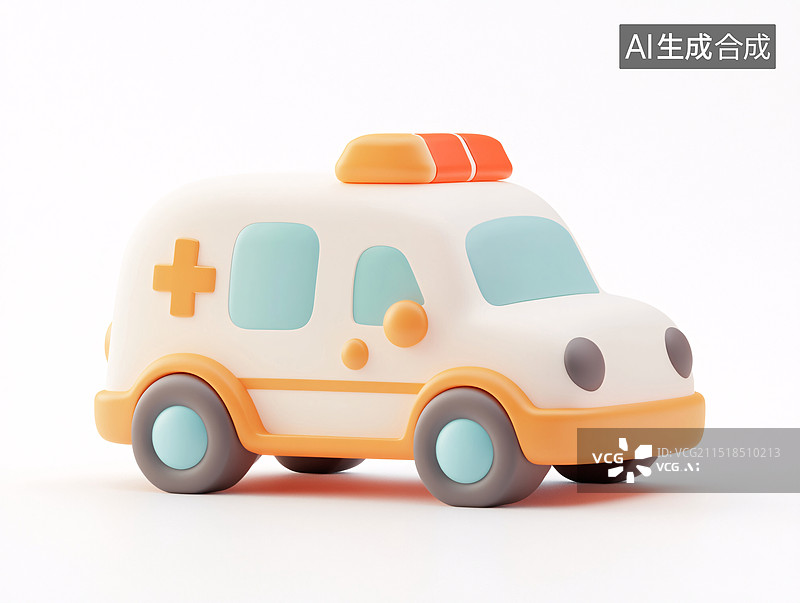 【AI数字艺术】救护车3D紧急救援医疗援助服务车辆插图图片素材