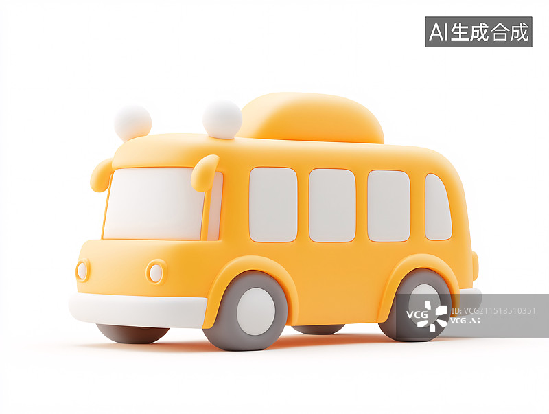 【AI数字艺术】校车巴士3d渲染返校毕业季开学季概念素材图片素材