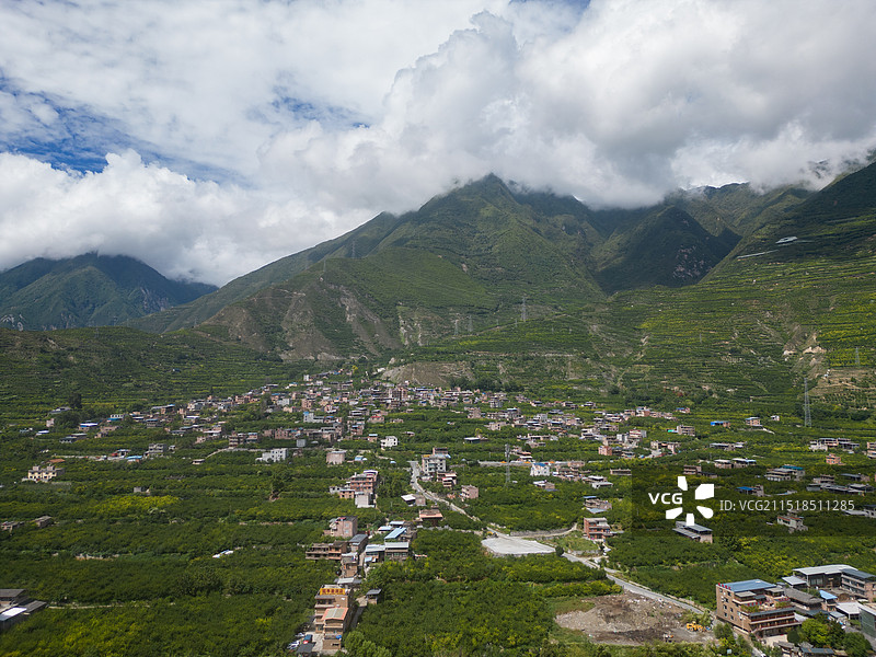 四川阿坝藏族羌族自治州茂县航拍图片素材