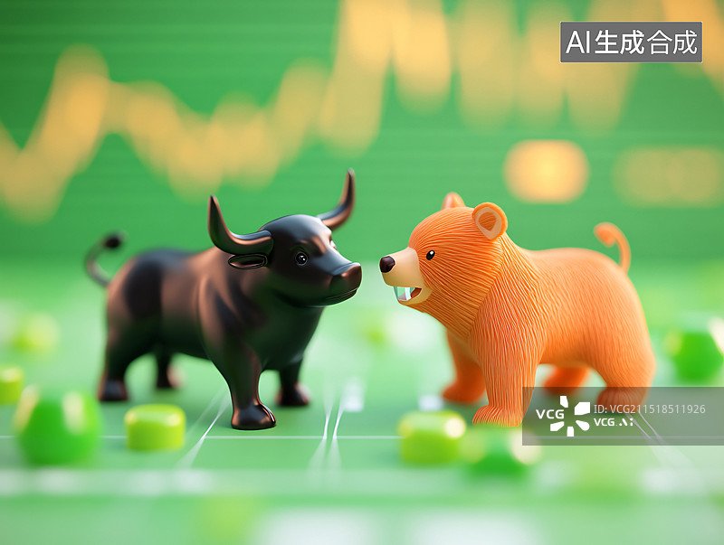 【AI数字艺术】牛熊经济概念金融经济股票市场概念插图图片素材