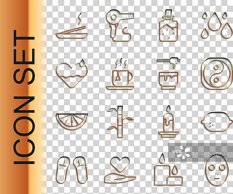 面部美容面膜柠檬阴阳水疗线条图标图片素材