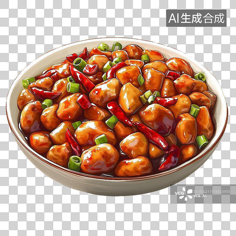 【AI数字艺术】宫保鸡丁卡通手绘食谱图片素材