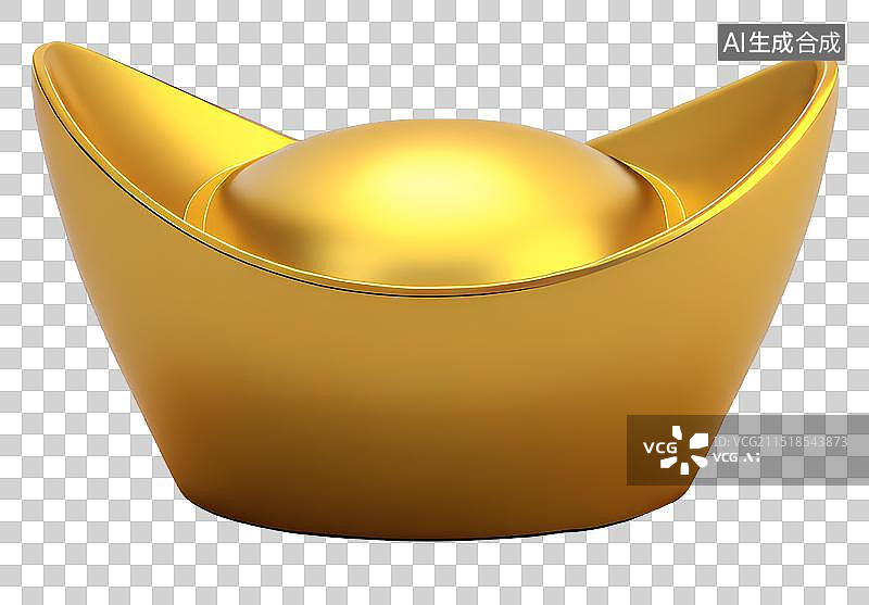 【AI数字艺术】一个3D金元宝，黄金，免抠素材图片素材