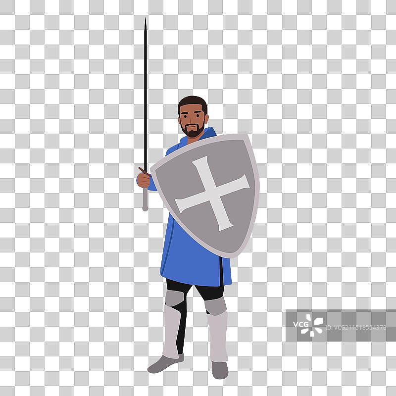 身穿盔甲的络腮胡中世纪战士或骑士图片素材