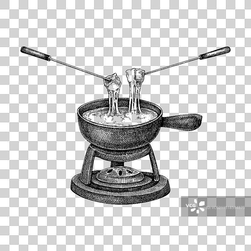 芝士火锅手绘草图图片素材