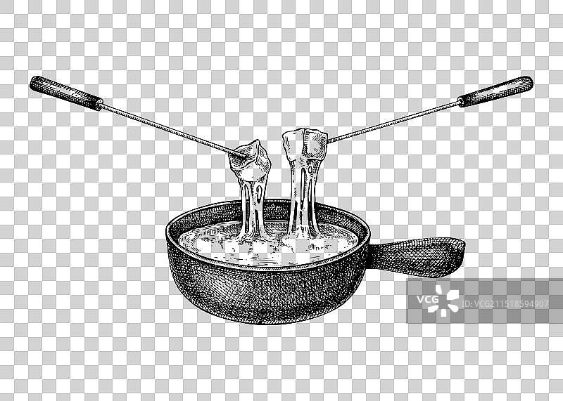 芝士火锅手绘草图图片素材