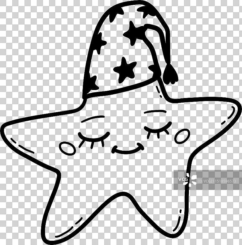 戴着睡帽的可爱星星角色图片素材