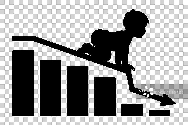 婴儿向下爬行剪影图片素材