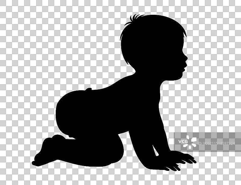 婴儿爬行轮廓图片素材