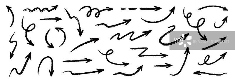 蜡笔箭头笔刷儿童粉笔线条笔触图片素材