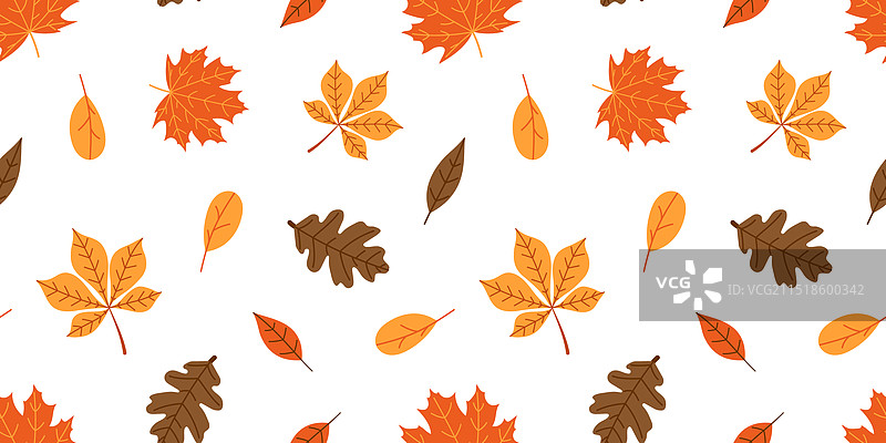 秋叶无缝图案（扁平风格）图片素材
