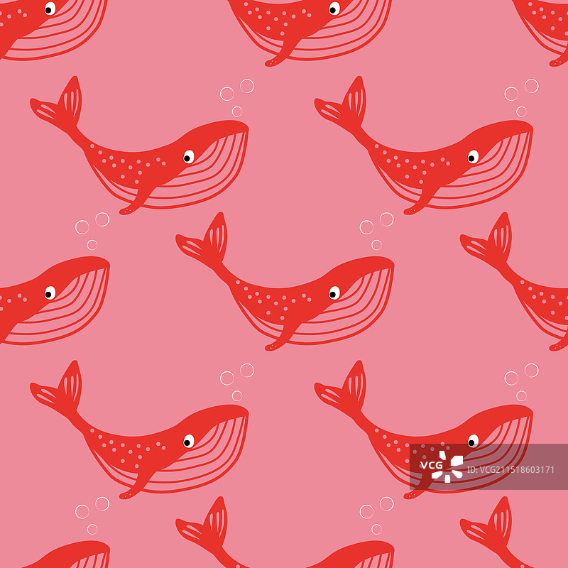 手绘鲸鱼水下动物无缝图案图片素材