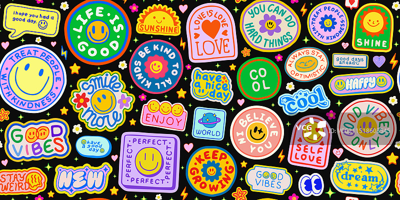 可爱图案无缝贴布图片素材