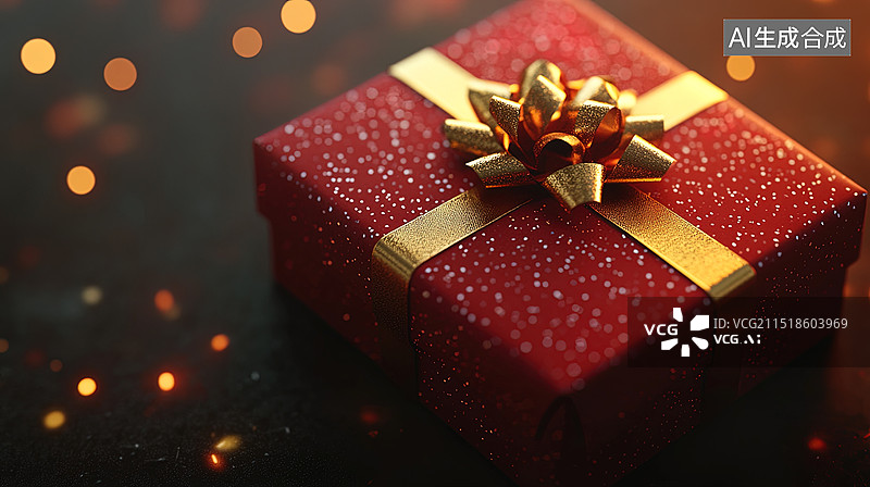 【AI数字艺术】3D红色礼品盒氛围感背景图片素材