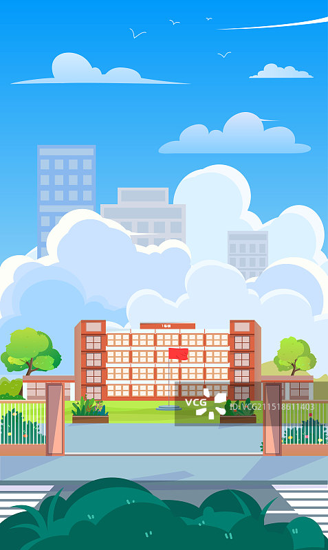手绘清新学校校园矢量图图片素材
