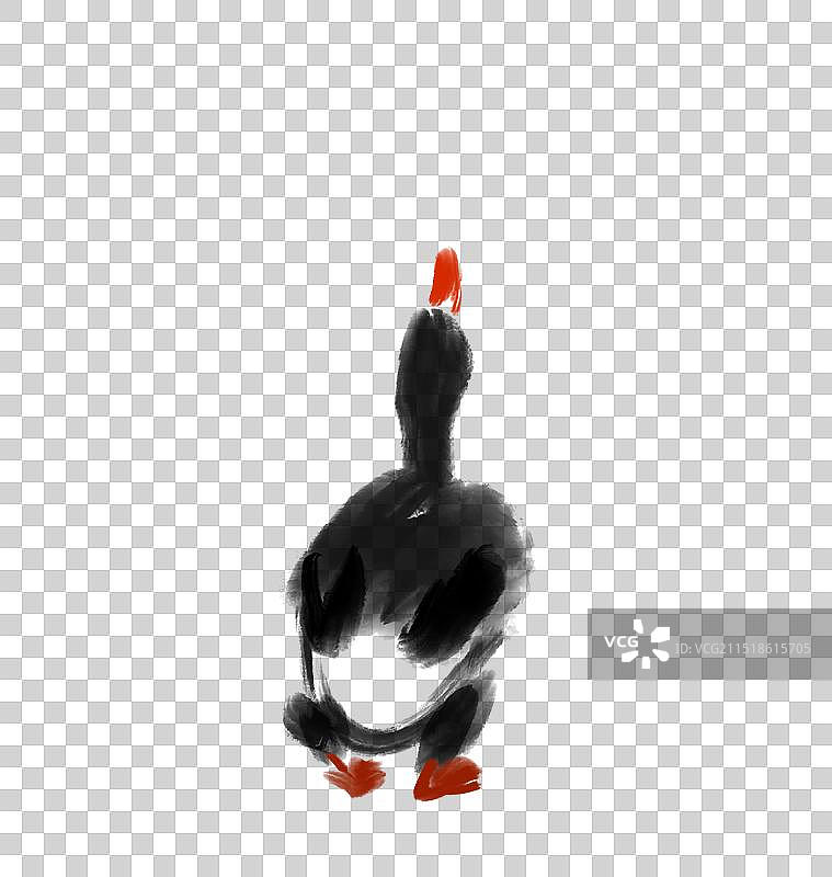 鸭子，水墨漫画设计中国风元素图片素材