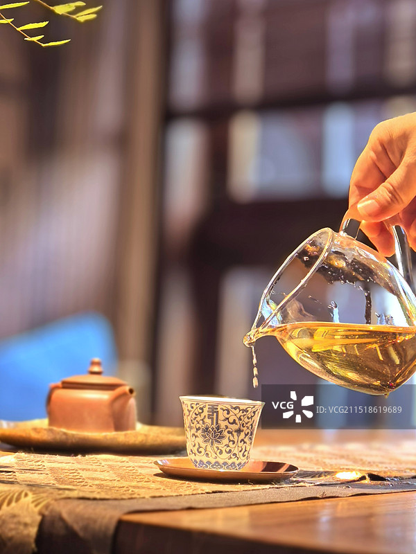 桌上茶的特写镜头图片素材