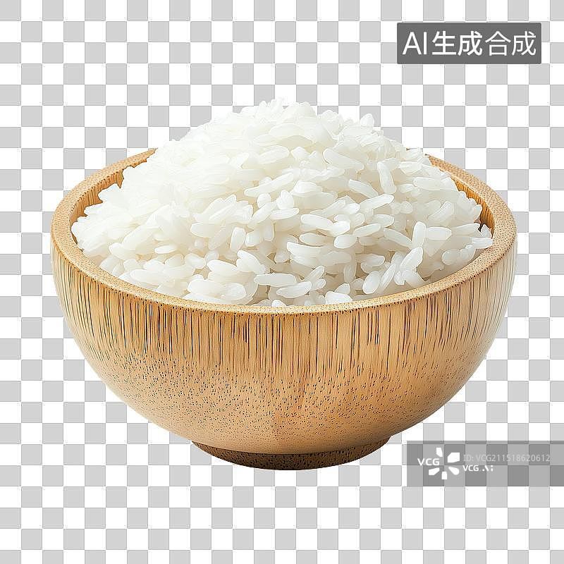 【AI数字艺术】木碗盛着米饭图片素材