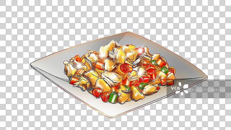 美食辣子鸡插画图片素材