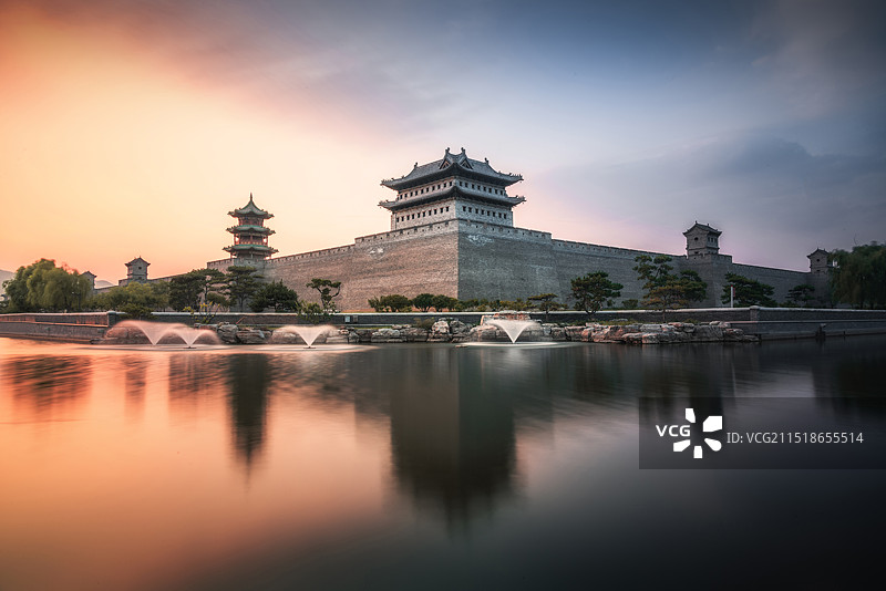 太原古县城晚霞图片素材