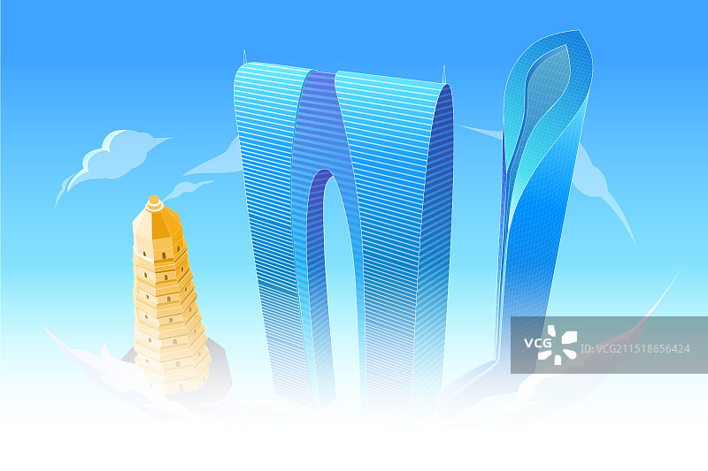 俯瞰苏州地标城市地标建筑矢量图片素材