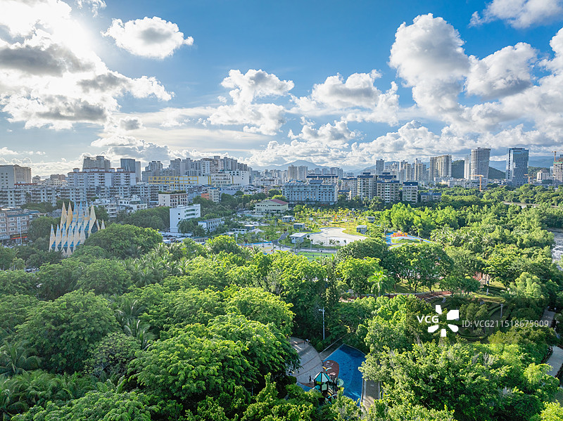 海南三亚城市乐园航拍图片素材