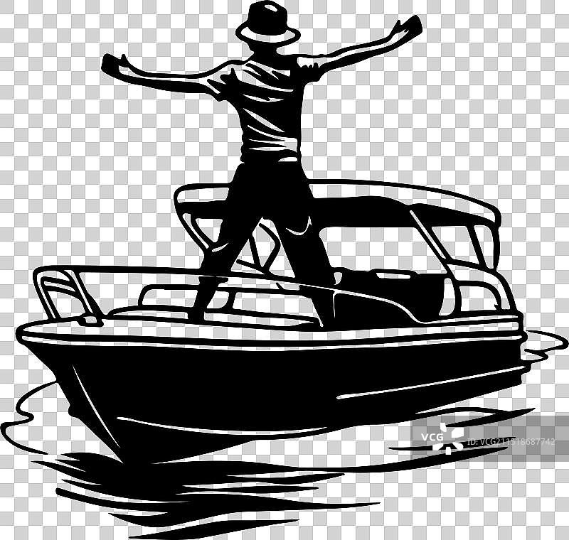 在浮筒船上跳舞的剪影图片素材