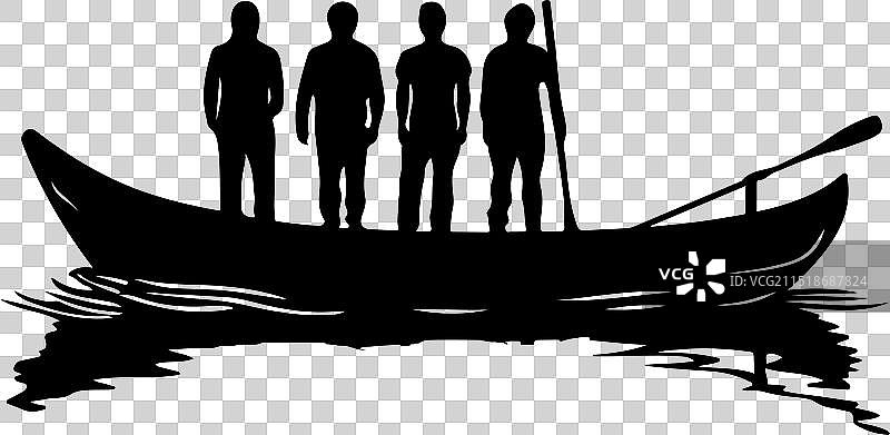 浮筒船剪影图片素材