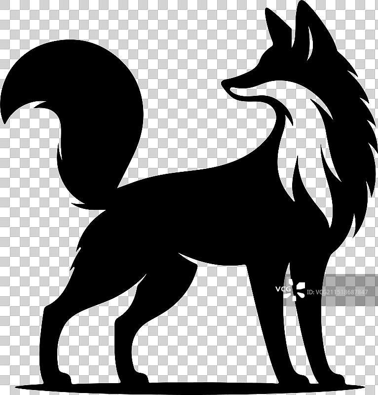 白色背景上的狐狸剪影设计图片素材