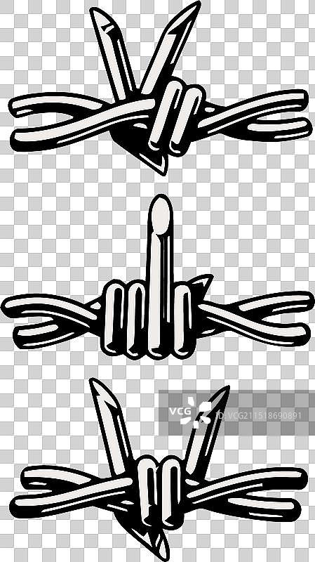 带刺铁丝网手部姿势艺术图片素材