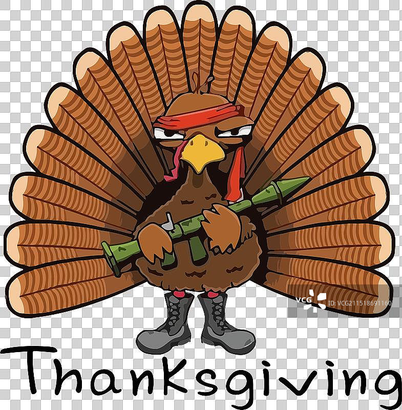 感恩节军事风持步枪的火鸡图片素材